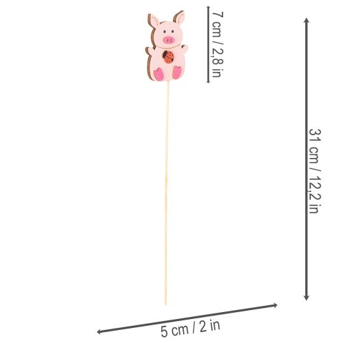 Adorno floral decorativo con forma de cerdito, madera, 31 cm, 16 piezas | Floristik24.es