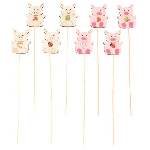 Adorno floral decorativo con forma de cerdito, madera, 31 cm, 16 piezas | Floristik24.es