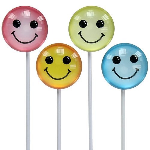 Floristik24 Deco emoticon on stick colores surtidos 3,5cm 8uds