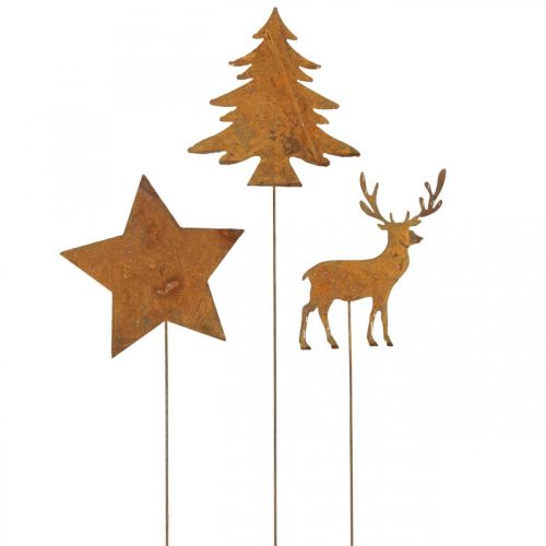 Estaca de jardín pátina ciervo estrella decorativa abeto Al. 10/15 cm 3 piezas