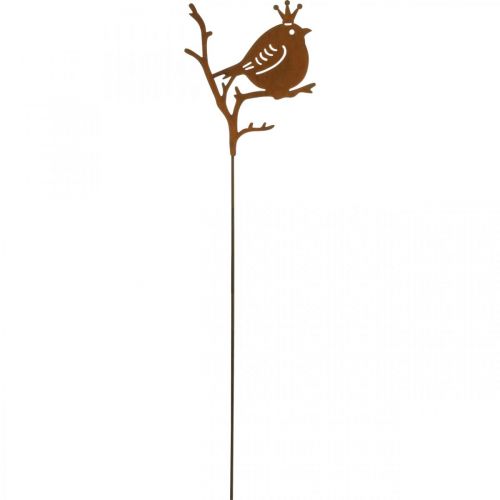 Artículo Tapón decorativo de jardín pátina pájaro de metal con corona 6 piezas