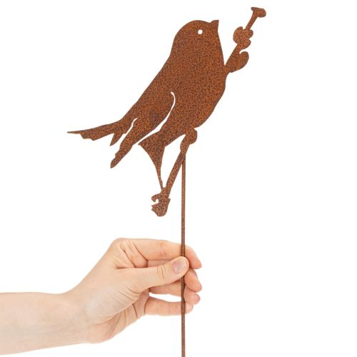 Estaca decorativa para pájaros de jardín, de metal oxidado, 52 cm. | Floristik24.es