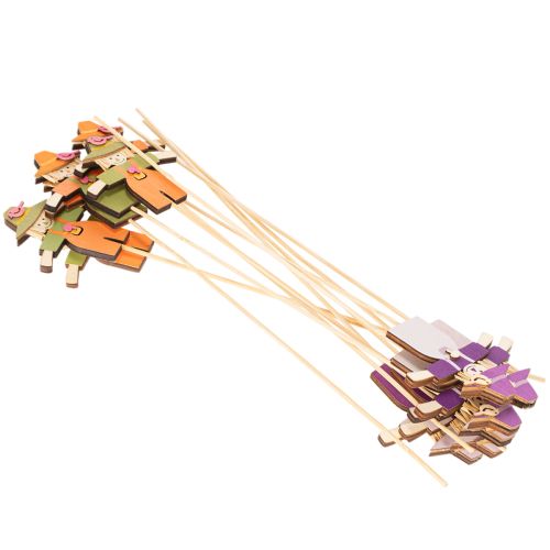 Espantapájaros decorativos de madera, colores surtidos, 30 cm, 12 unidades | Floristik24.es