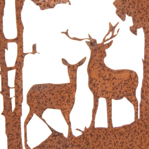 Estaca de jardín, color óxido, redonda, silueta de ciervo, decoración de bosque, 53 cm, 2 piezas | Floristik24.es