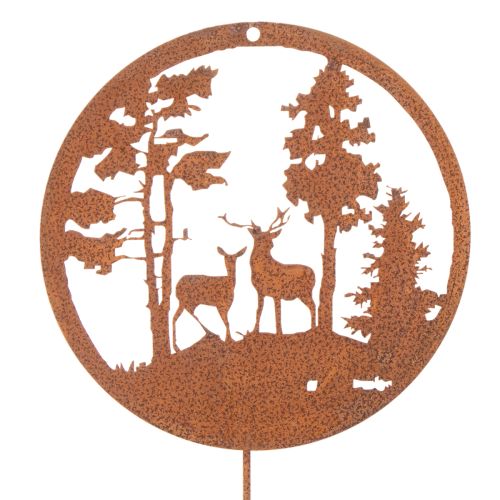 Estaca de jardín, color óxido, redonda, silueta de ciervo, decoración de bosque, 53 cm, 2 piezas | Floristik24.es