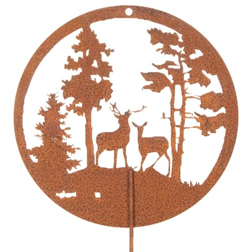 Estaca de jardín, color óxido, redonda, silueta de ciervo, decoración de bosque, 53 cm, 2 piezas | Floristik24.es