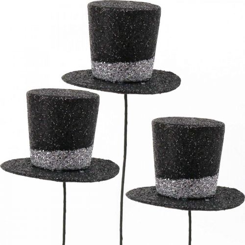 Floristik24 Gorro cilíndrico decorativo Nochevieja tapón decorativo purpurina 5cm 12uds