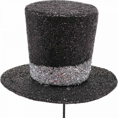 Artículo Gorro cilíndrico decorativo Nochevieja tapón decorativo purpurina 5cm 12uds