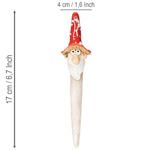Figura de enano para pegar, con barba larga y sombrero de seta, decoración, 17 cm, 2 piezas | Floristik24.es