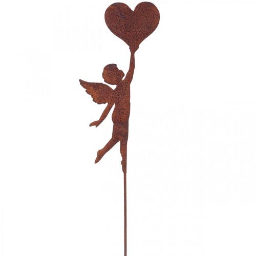 Estaca de jardín ángel óxido con corazón decoración San Valentín 60cm