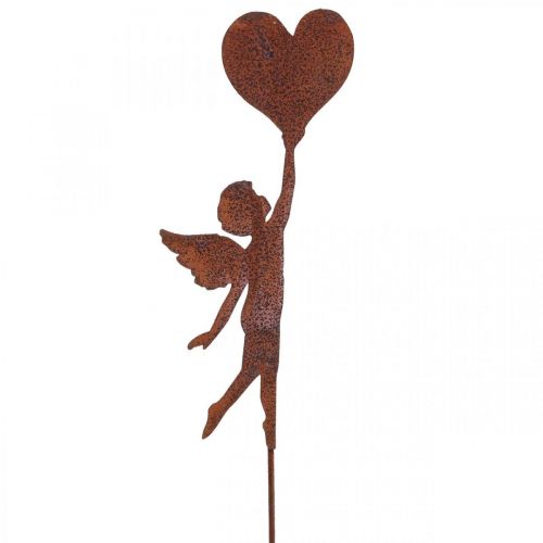 Floristik24 Estaca de jardín ángel óxido con corazón decoración San Valentín 60cm