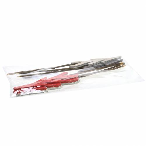 Floristik24 Tapones decorativos abeto rojo / gris / blanco H42cm 6pcs