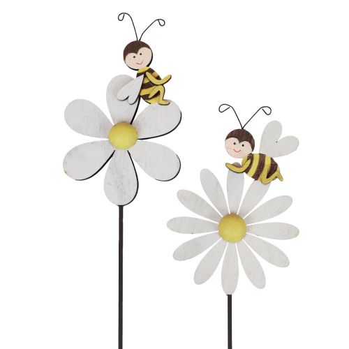 Floristik24 Decoración primaveral tapón floral decoración abeja 11×7,5cm 6uds