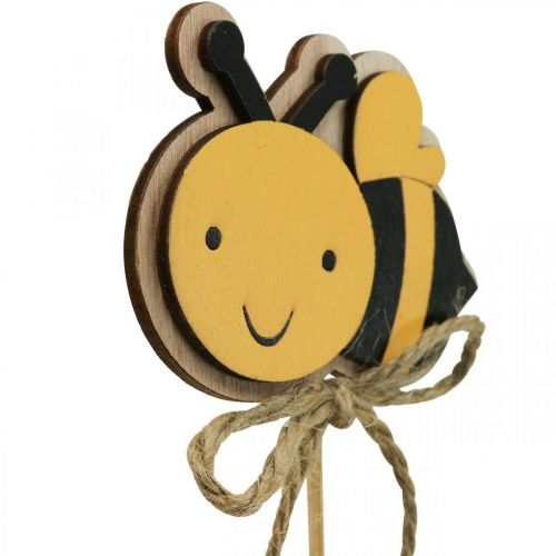 Floristik24 Tapón de abeja tapón de flor decoración de abeja de madera 8cm/32cm 12 piezas