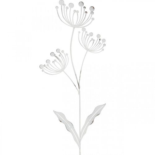 Artículo Decoración de primavera, plug deco flor shabby chic blanco, plata L87cm W18cm