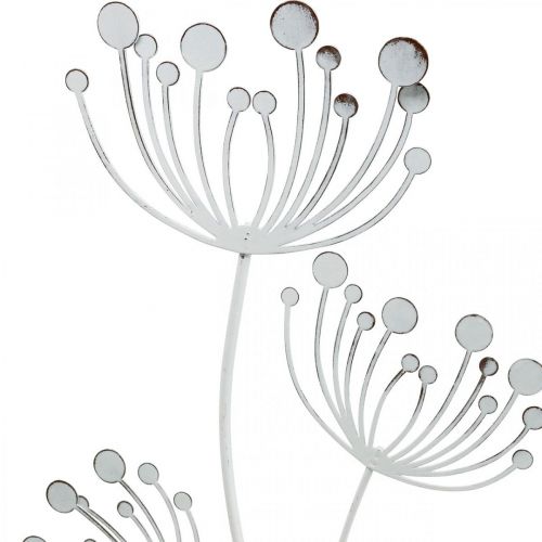 Artículo Decoración de primavera, plug deco flor shabby chic blanco, plata L87cm W18cm