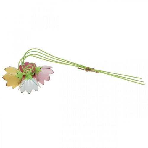 Floristik24 Estacas de jardín Flores decorativas de metal Estacas de cama de colores L34 4 piezas