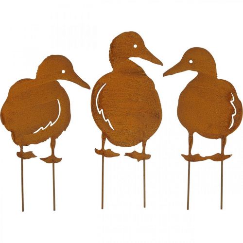 Patina estaca de jardín patos H33cm/35cm/37cm juego de 3