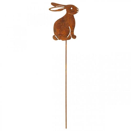 Floristik24 Decoración de jardín óxido Conejo de Pascua flor enchufe metal 7×9cm
