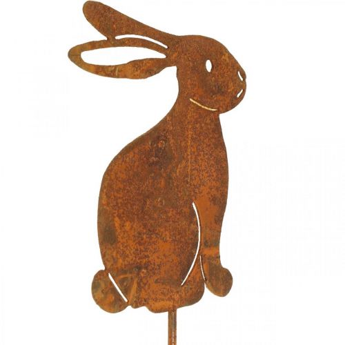 Floristik24 Decoración de jardín óxido Conejo de Pascua flor enchufe metal 7×9cm