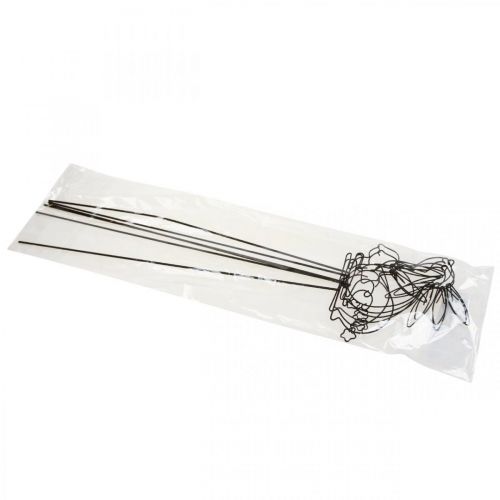 Floristik24 Estacas de jardín Metal Conejo Negro Estacas de cama 9,5–11 cm 6 uds.