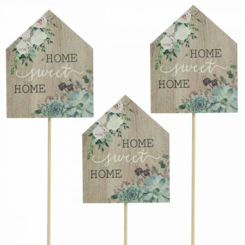 Floristik24 Tacos de flores madera Home Sweet Home decoración 6.5x7.5cm 18uds