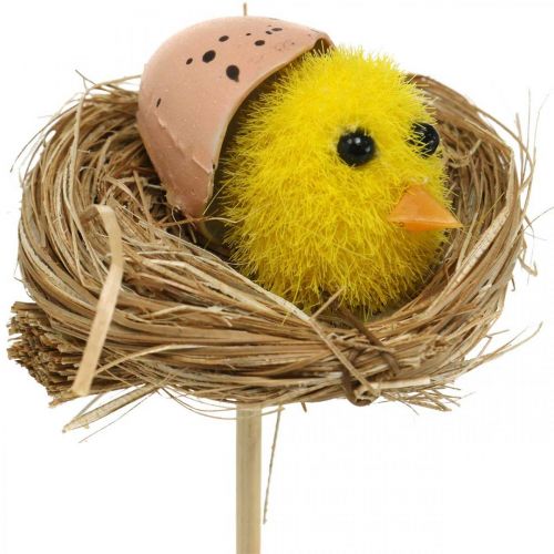Artículo Tapón decorativo pollitos en el nido Decoración de Pascua para pegar Ø6cm 6 uds