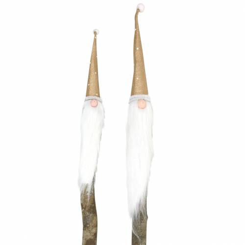 Floristik24 Juego de tapones de madera Gnomo con barba de rama natural Ø3 / 3.2cm L44 / 59cm 2pcs