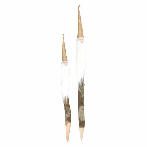 Floristik24 Juego de tapones de madera Gnomo con barba de rama natural Ø3 / 3.2cm L44 / 59cm 2pcs