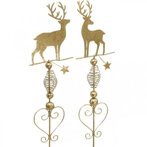 Floristik24 Tapones decorativos reno dorado aspecto antiguo H58cm 2pcs