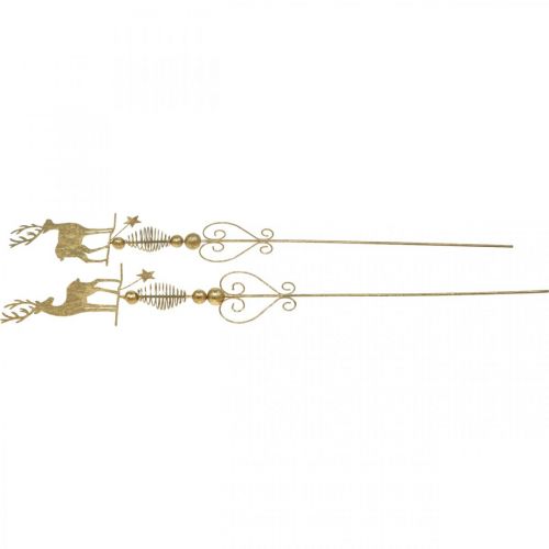 Floristik24 Tapones decorativos reno dorado aspecto antiguo H58cm 2pcs