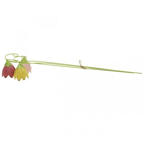 Floristik24 Estacas de jardín flores decorativas de metal rosa rosa amarillo L58cm 3pcs