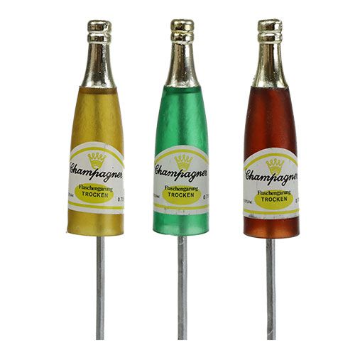 Artículo Tapón para botellas de champán marrón, verde, amarillo 7,5 cm L28,5 cm 10 piezas