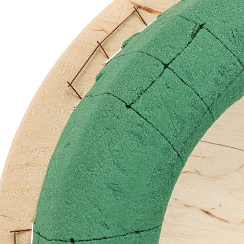 Artículo Corona de espuma floral sobre madera espuma floral húmeda verde Ø29cm