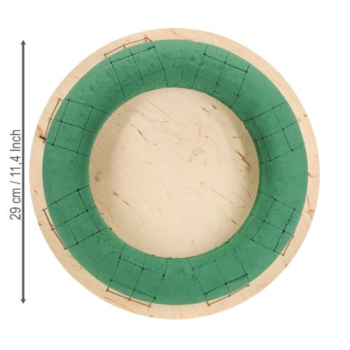 Artículo Corona de espuma floral sobre madera espuma floral húmeda verde Ø29cm