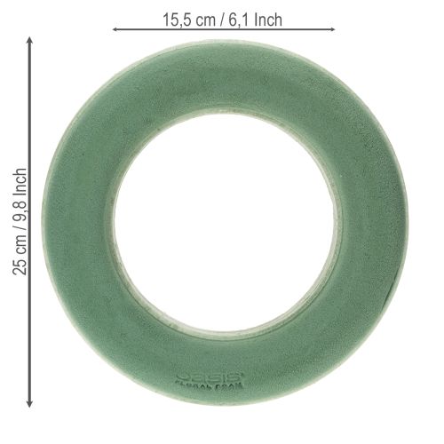 Artículo Anillo de espuma floral verde Ø25cm 4 piezas arreglo de corona