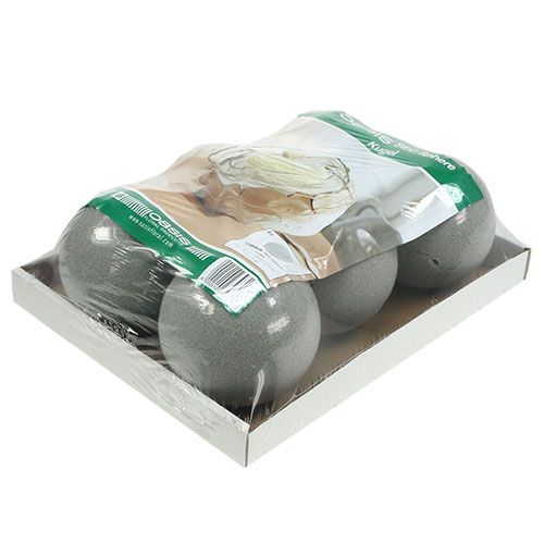 Artículo Bola de espuma floral bola enchufable gris Ø12cm 6 piezas
