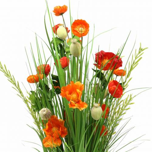 Floristik24 Ramo decorativo de pie amapola artificial naranja Al77cm