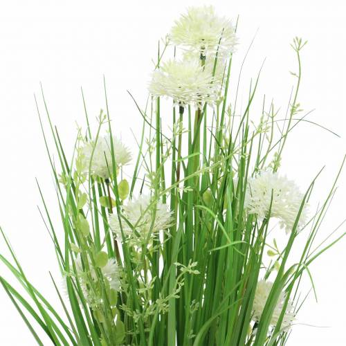 Artículo Ramo de pie deco ramo con flores del prado verde, blanco artificial 51cm