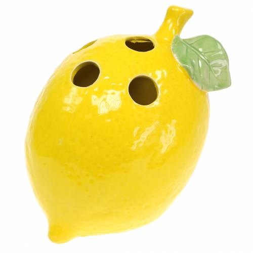 Floristik24 Jarrón de barro amarillo limón 15cm