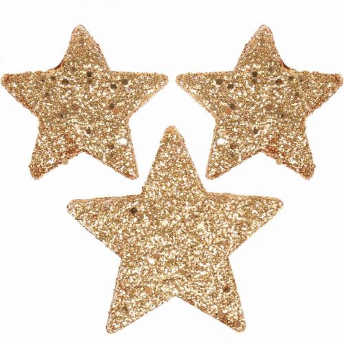 Floristik24 Adorno scatter estrellas navideñas purpurina/naranja Ø4/5cm 40p