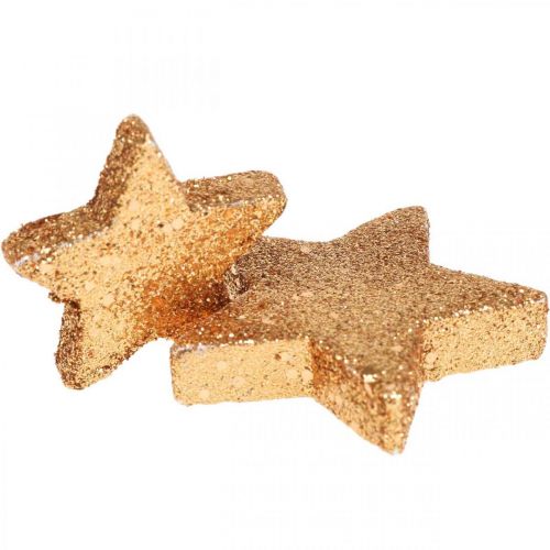 Artículo Adorno scatter estrellas navideñas purpurina/naranja Ø4/5cm 40p