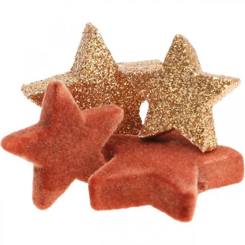 Adorno disperso Estrellas de Navidad marrón/naranja Ø4/5cm 40p