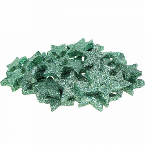 Floristik24 Decoración dispersa Estrellas navideñas estrellas dispersas verde Ø4/5cm 40 piezas