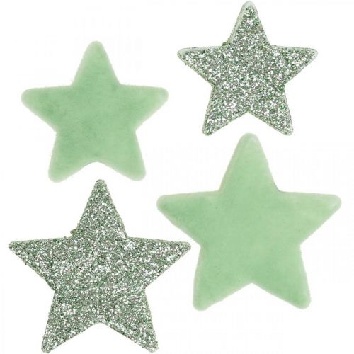 Floristik24 Scatter decoración estrellas de Navidad scatter estrellas verde Ø4/5cm 40p