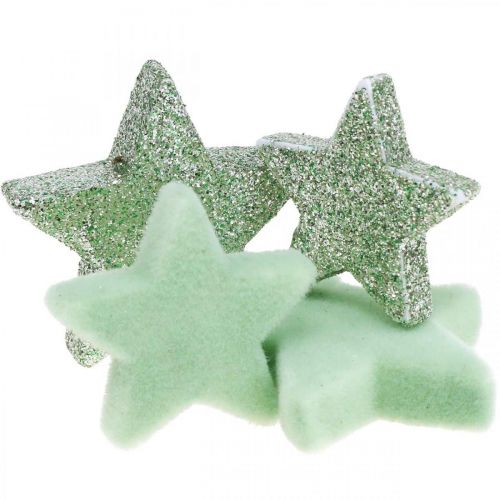Artículo Decoración dispersa Estrellas navideñas estrellas dispersas verde Ø4/5cm 40 piezas