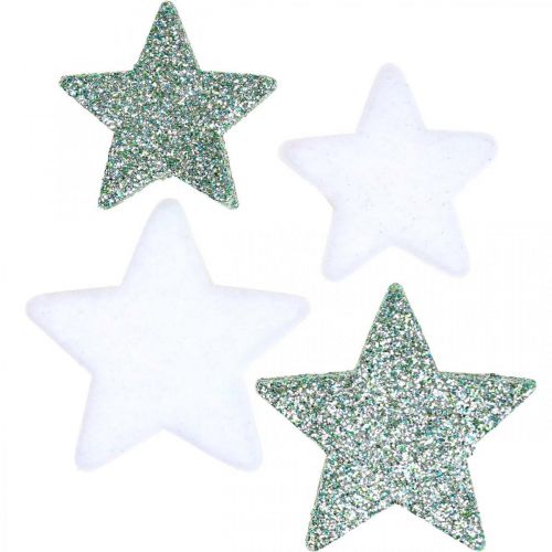 Artículo Decoración dispersa Navidad estrellas dispersas verde blanco Ø4/5cm 40ud