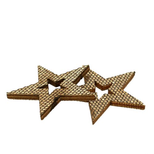 Artículo Wood Star Gold Decoración para controlar 4cm 48 piezas