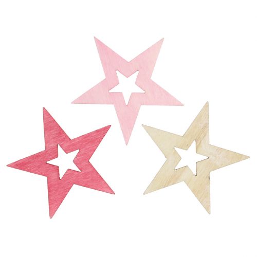 Floristik24 Estrellas para esparcir rosa, rosa, natural 4cm 72 piezas