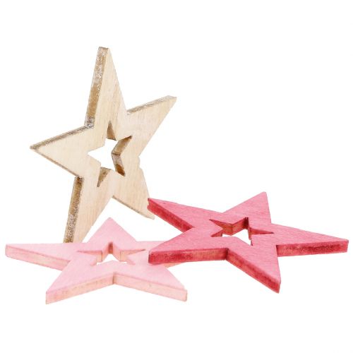 Floristik24 Estrellas para esparcir rosa, rosa, natural 4cm 72 piezas
